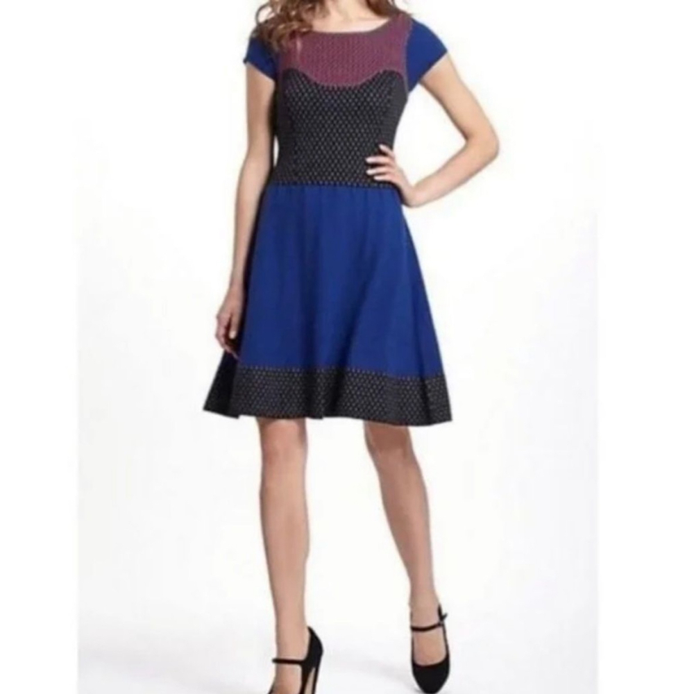Women's Anthropologie Sparrow Knit Wool Sweater Dress Color Block Design XS
